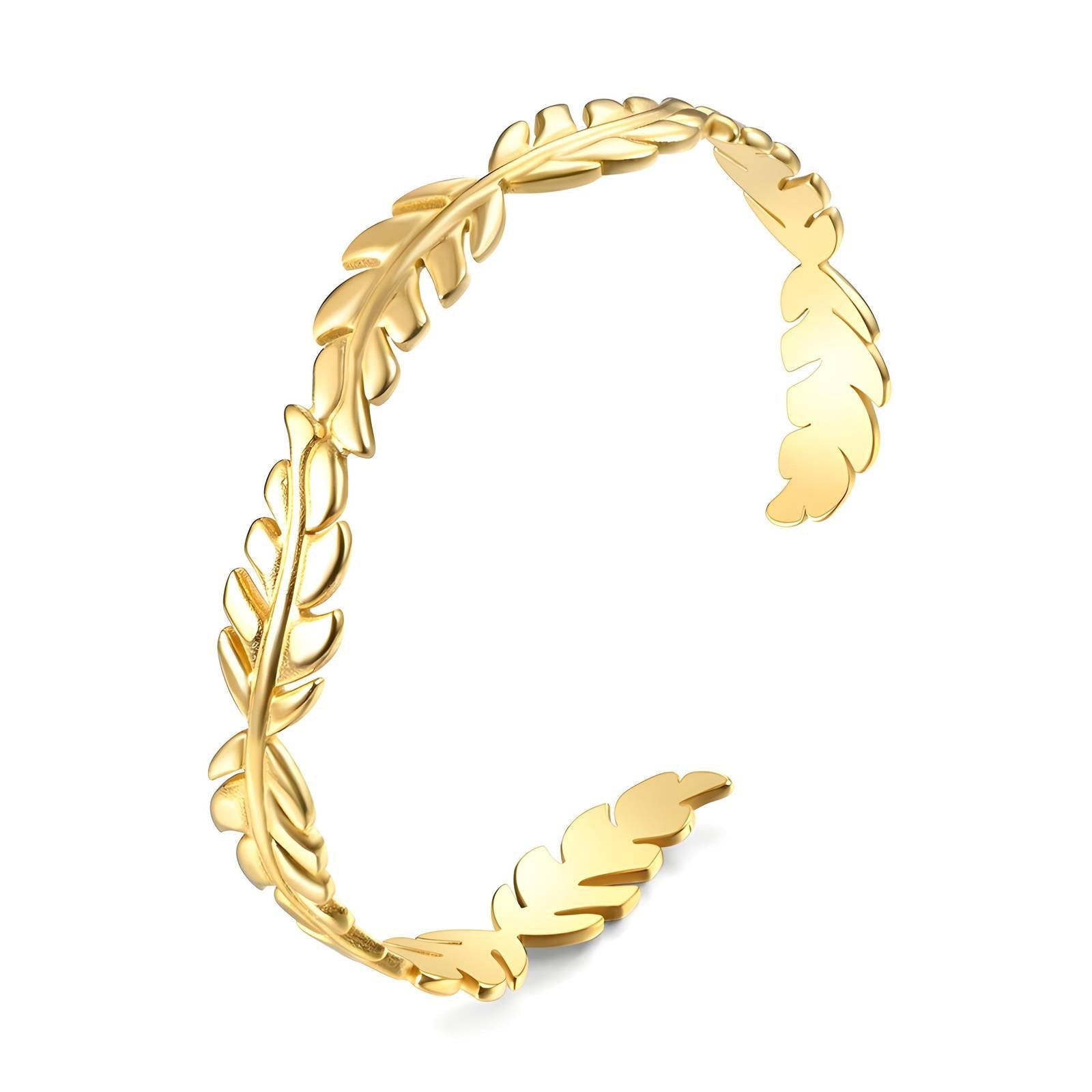 Liara Bangle - gold leaf cuff side view